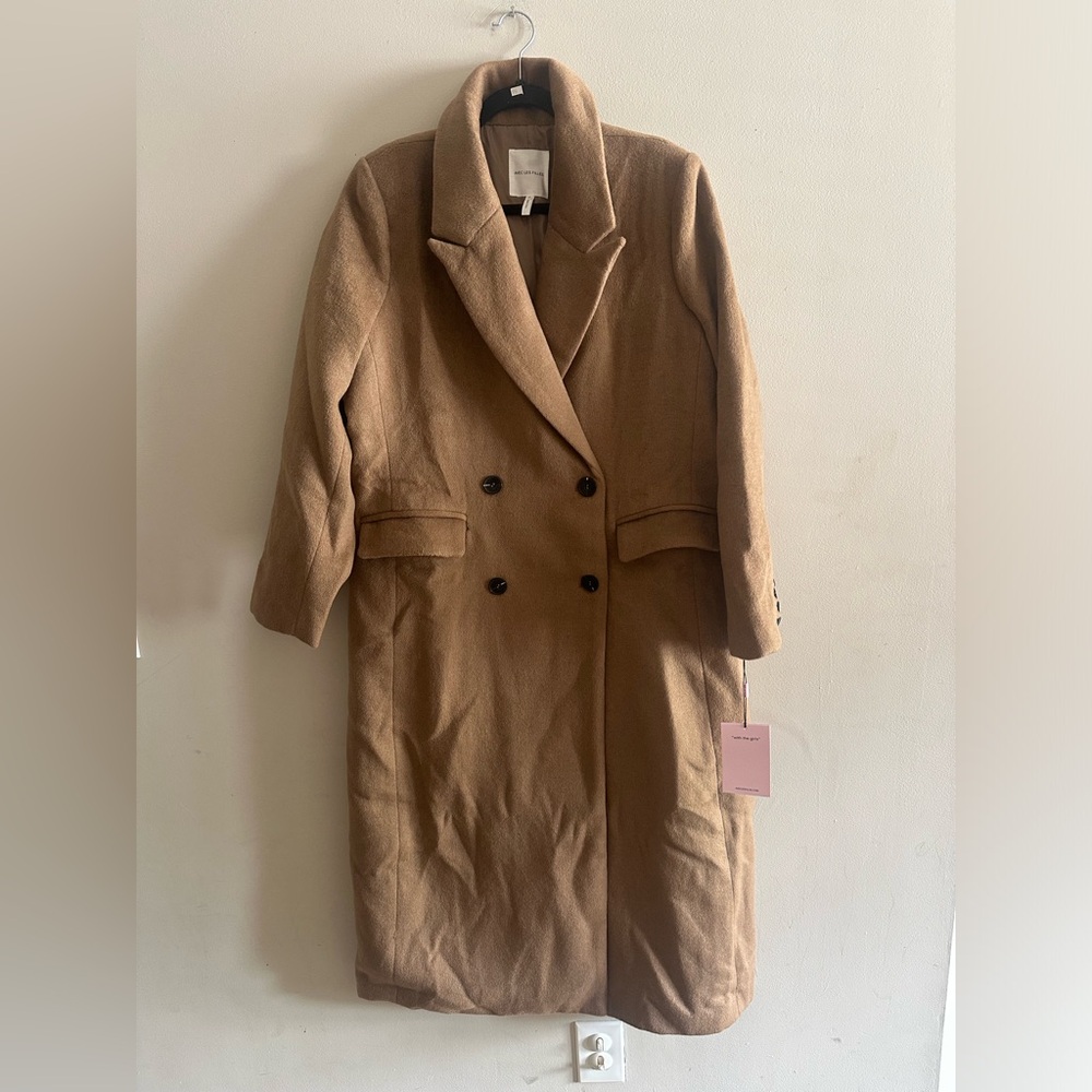 Avec Les Filles Double-Breasted Camel Trench Coat Size 1X NWT